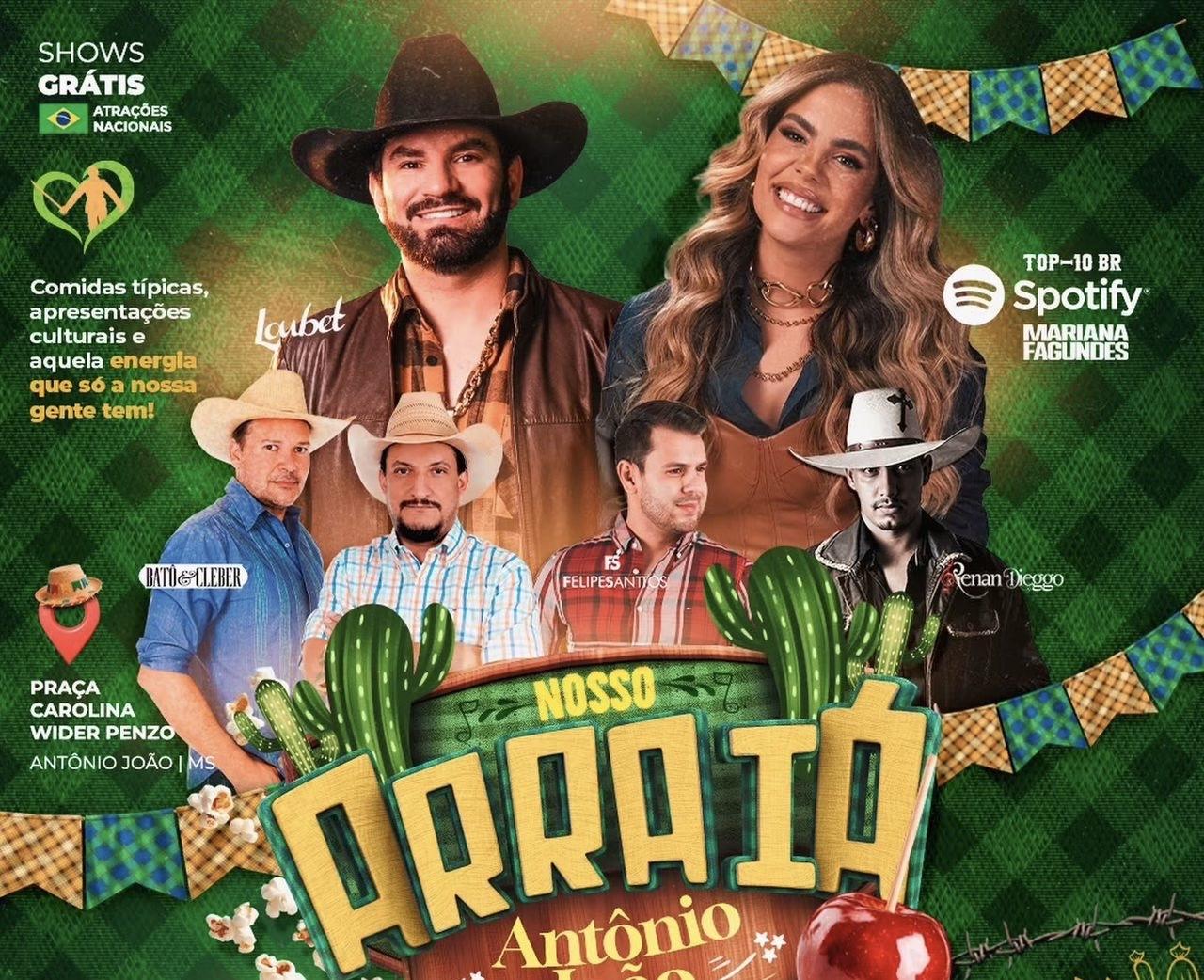 Antônio João anuncia Mariana Fagundes, Loubet e Batô & Cléber no Nosso Arraiá 2026